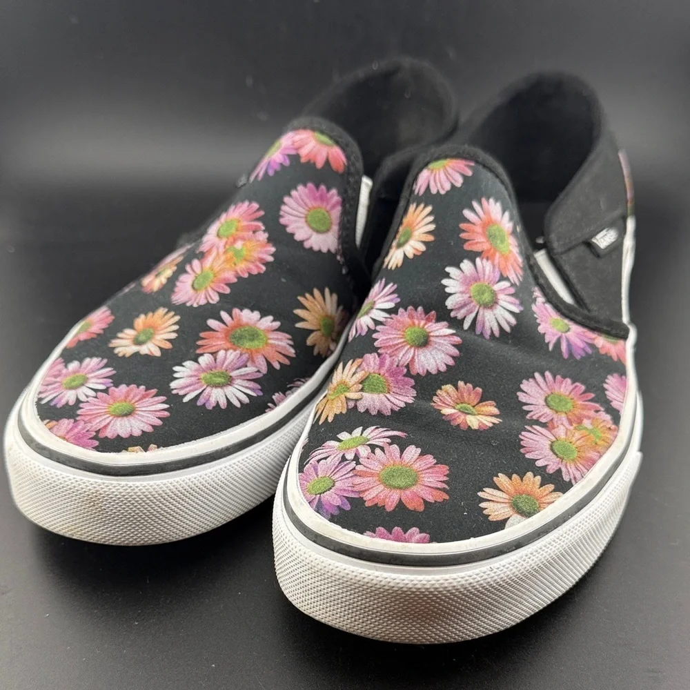 Vans Women's Asher Dark Floral Black/Multi Canvas Skate Shoes Size 8 - Picture 1 of 3